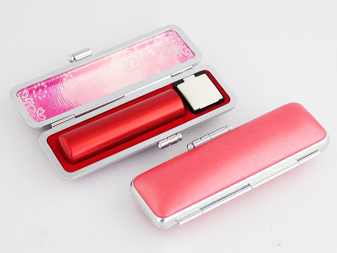メタリックレッドカラー本水牛【13.5mm】 パステルケース付（レッド）大特価 セール価格【送料無料】 実印/銀行印/認印
