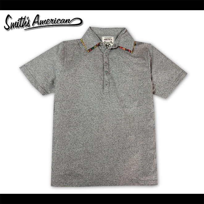 メンズ ポロシャツ 半袖 Smiths American スミスアメリカン チェック柄二重襟 杢カラー 紳士