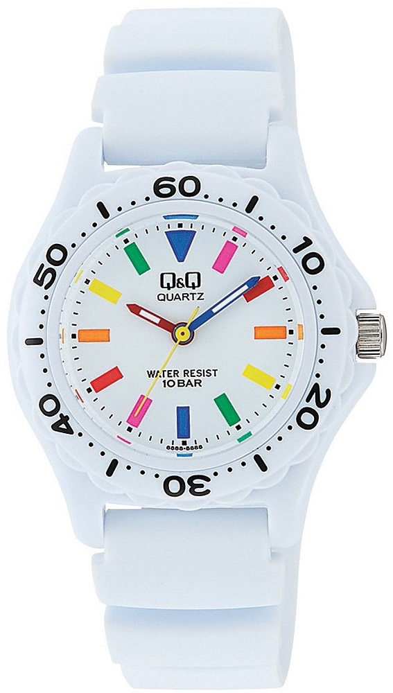 CITIZEN Q & Q 腕時計 スポーツウォッチ アナログ 10BAR ホワイト×マルチカラー VR25-002 レディース[定形外郵便、送料無料、代引不可]