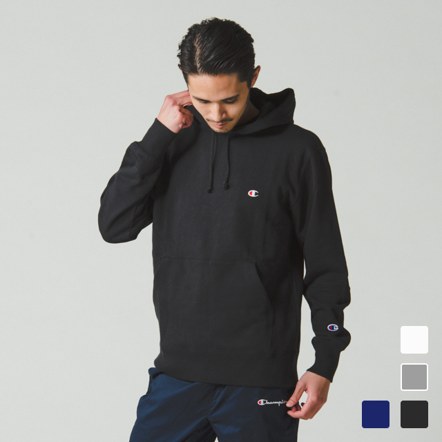 チャンピオン ◇Champion・BASICアイテムのフーデッドパーカです ■アルペンカラー(メーカーカラー)： ネイビー(370) ホワイト(010) グレー(070) ブラック(090) ■素材：