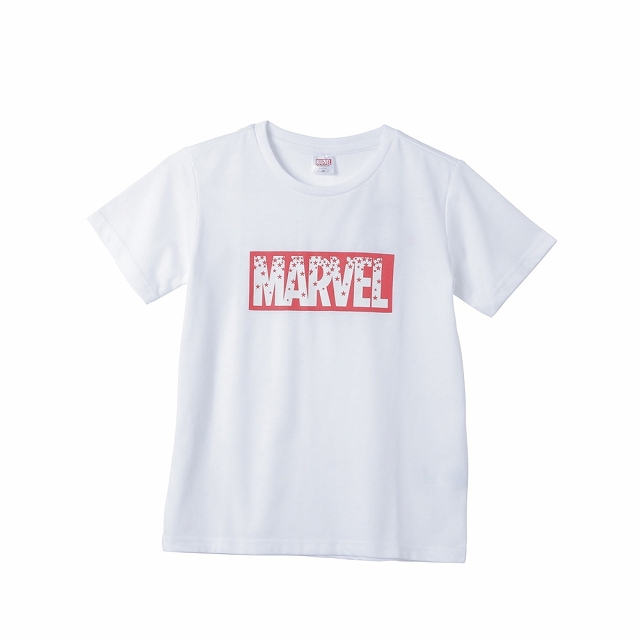 マーベル ◇マーベル ボックスロゴTシャツ:星(吸汗速乾、UVカット) ■カラー: ネイビー ホワイト ■素材: 本体 ポリエステル 65％ 綿 35％ 衿部 ポリエステル 80％ 綿 20％ ■サイ