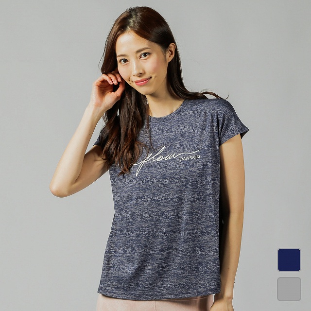 ダンスキン ◇ナイロン混のなめらかな風合いとミックスカラーがポイントのフレンチTシャツです。 ◇吸汗速乾、UVケア（UPF15-30、紫外線カット率85％以上）機能を備えた素材を使用。ナイロン混のなめ