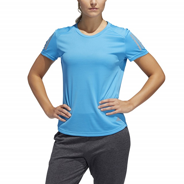 アディダス レディース 陸上/ランニング 半袖Tシャツ RESPONSE T シャツW (FRQ07 DQ2623): ブルー adidas