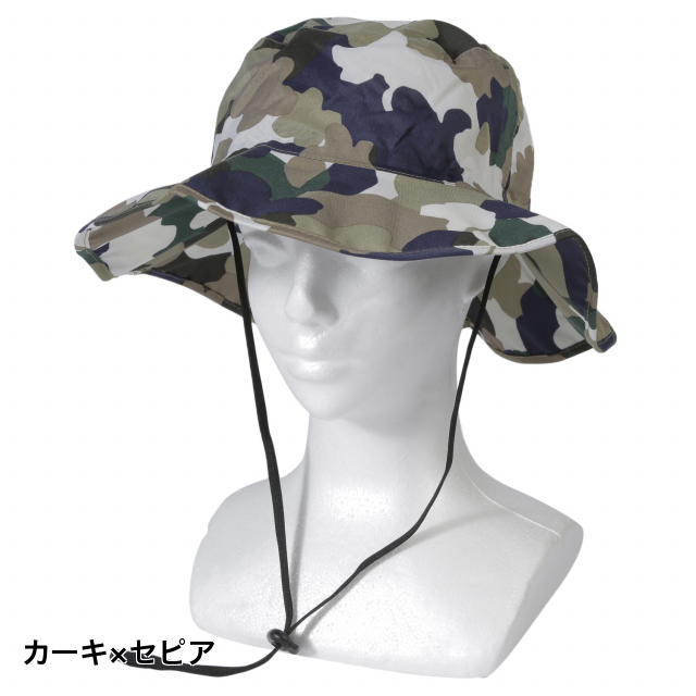◇防水・はっ水はもちろんUVカット率90%以上の万能サファリハット ◇裏面メッシュ / UVカット率90%以上 ■アルペンカラー(メーカーカラー)： カーキ×セピア(141) ■素材：ポリエステル10