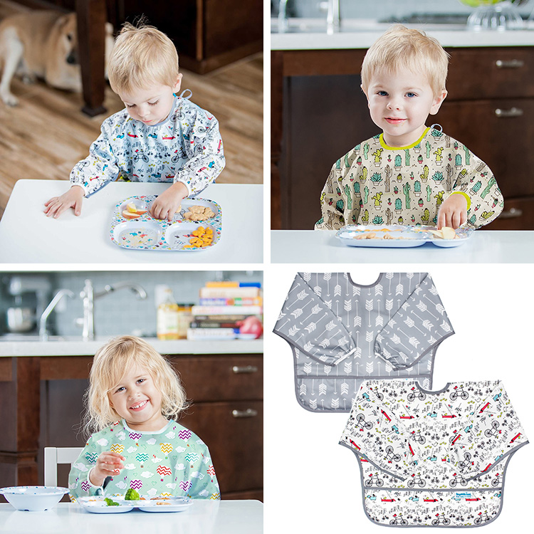 バンキンス 防水 仕様のスリーブビブ（お食事エプロン 長袖・スタイ）<br>洗濯 OKだから 保育園でも大人気！